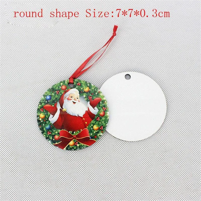 18 Styles Sublimation Mdf Christmas Ornaments Decorations Round Square Shape Decorations Hot Transfer Printing Blank Consumable FY4266
