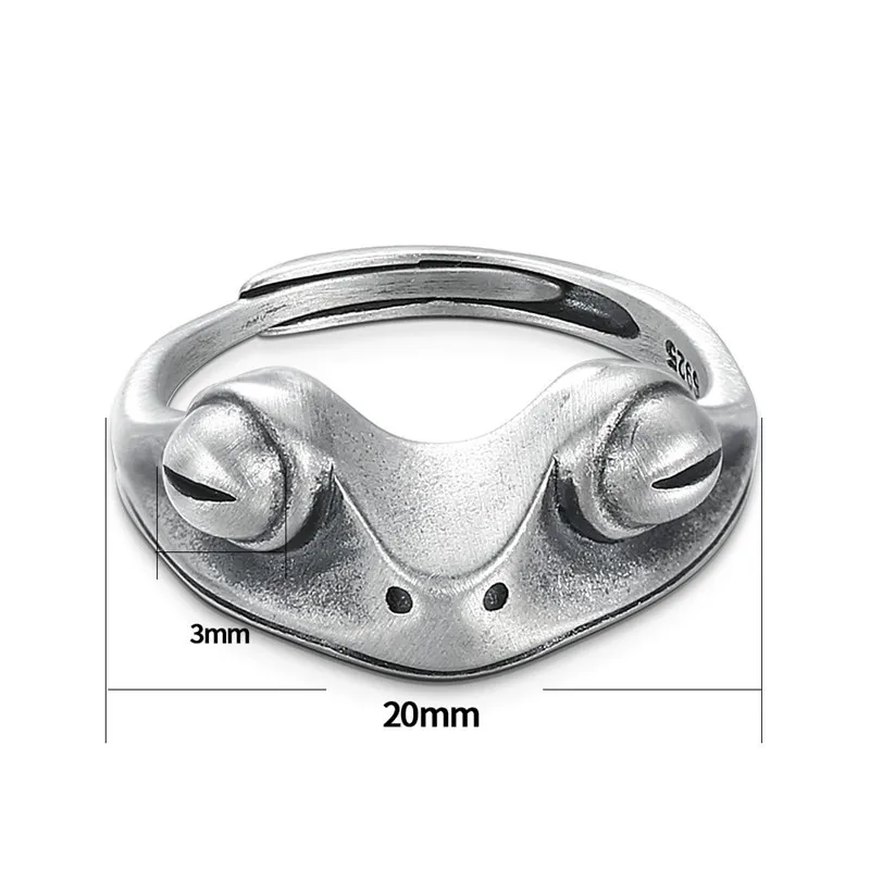 V.YA 925 Sterling Silver Frog Open Rings for Women Men Vintage Punk Animal Figure Ring Thai Silver Fashion Party Jewelry LJ200831