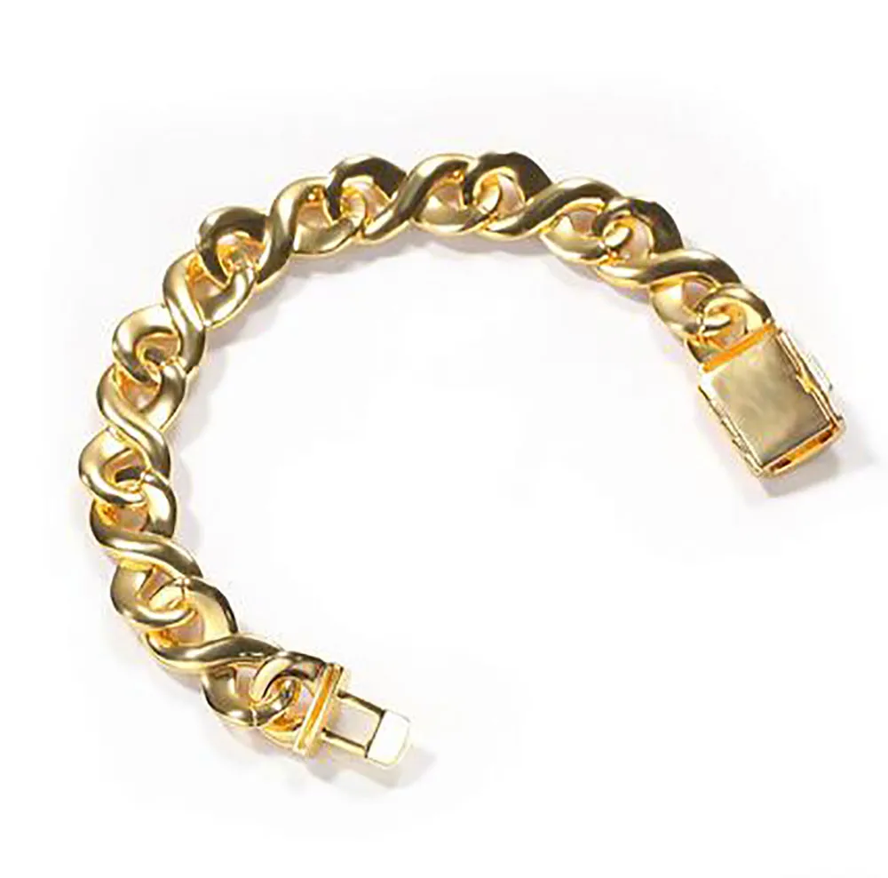 Gold 15 mm Infinity-Gliederkette Iced Halskette Armband Pavé-Kubikzirkonia-Schmuck Kubanisches Halsband 16 Zoll-24 Zoll 219H