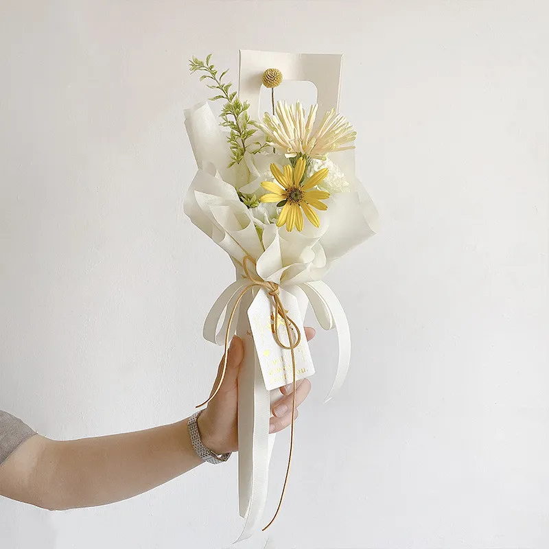 5 stuks enkele roos bloem inpakpapier zakken met handvat bloemboeket inpakken aanbod bruiloft decoratie feestartikelen249r