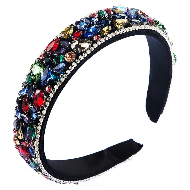 Ins beliebte Strass Stirnbänder Barock Haarband Kristall Breites Stirnband Mode Temperament Kopfbedeckung Hochzeit Haarschmuck für Wome9904178