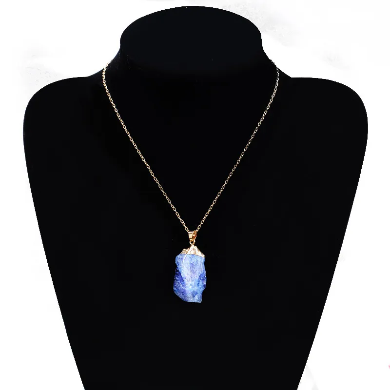 Collana con pendente a catena a maglie in oro curativo al quarzo multicolore Ciondoli in cristallo di pietra naturale gioielli da donna