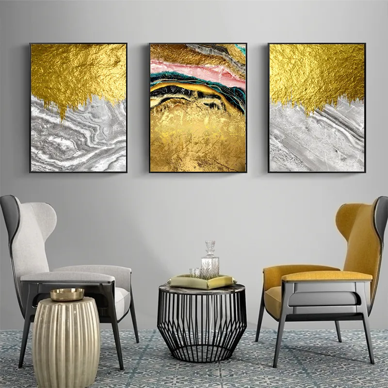 Modern Wall Art Marble Canvas Painting Abstract Emerald gold foil Art Poster Print Wall Picture for Living Room Porch Decoration2010735