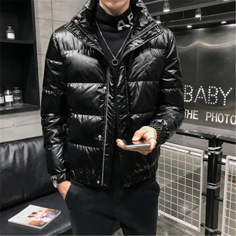 Herren Langarm Daunenparkas Oberbekleidung Mode Koreanischer Trend Schlanke lose Stehkragenmäntel Designer Winterjacke Männliche lässige kurze Jacken