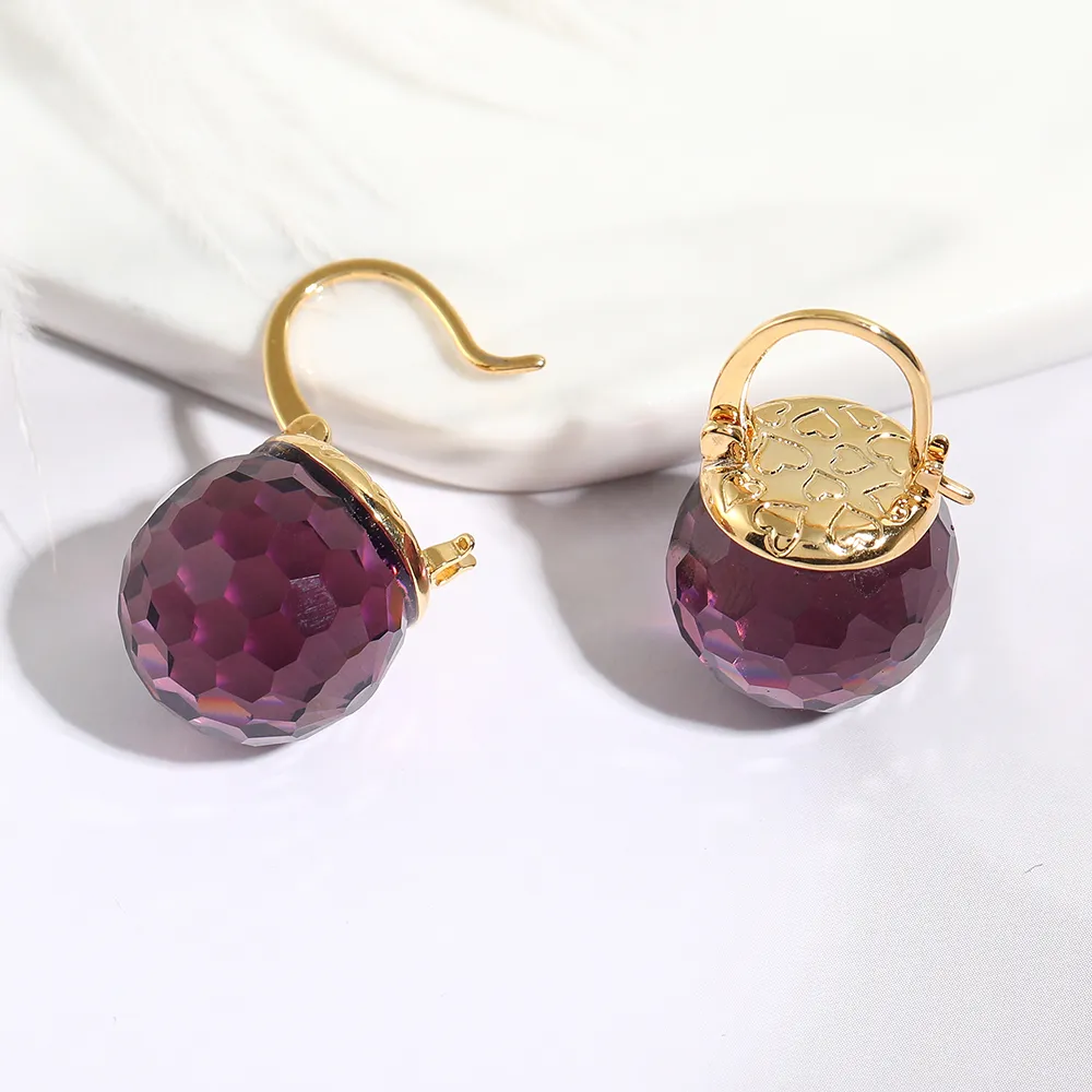 Vanssey luxe mode -sieraden paarse Oostenrijkse Crystal Ball Heart Drop oorbellen trouwfeest accessoires voor vrouwen nieuw 200922