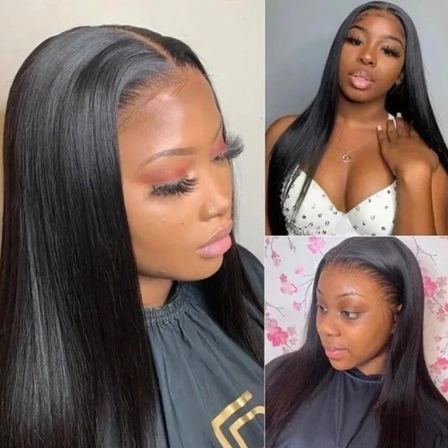 Rechte 13x4 Lace Front Human Hair Pruiken Braziliaanse Maagd Remy Haar voor zwarte vrouwen 360 Frontale Full HD transparant WIG9630445