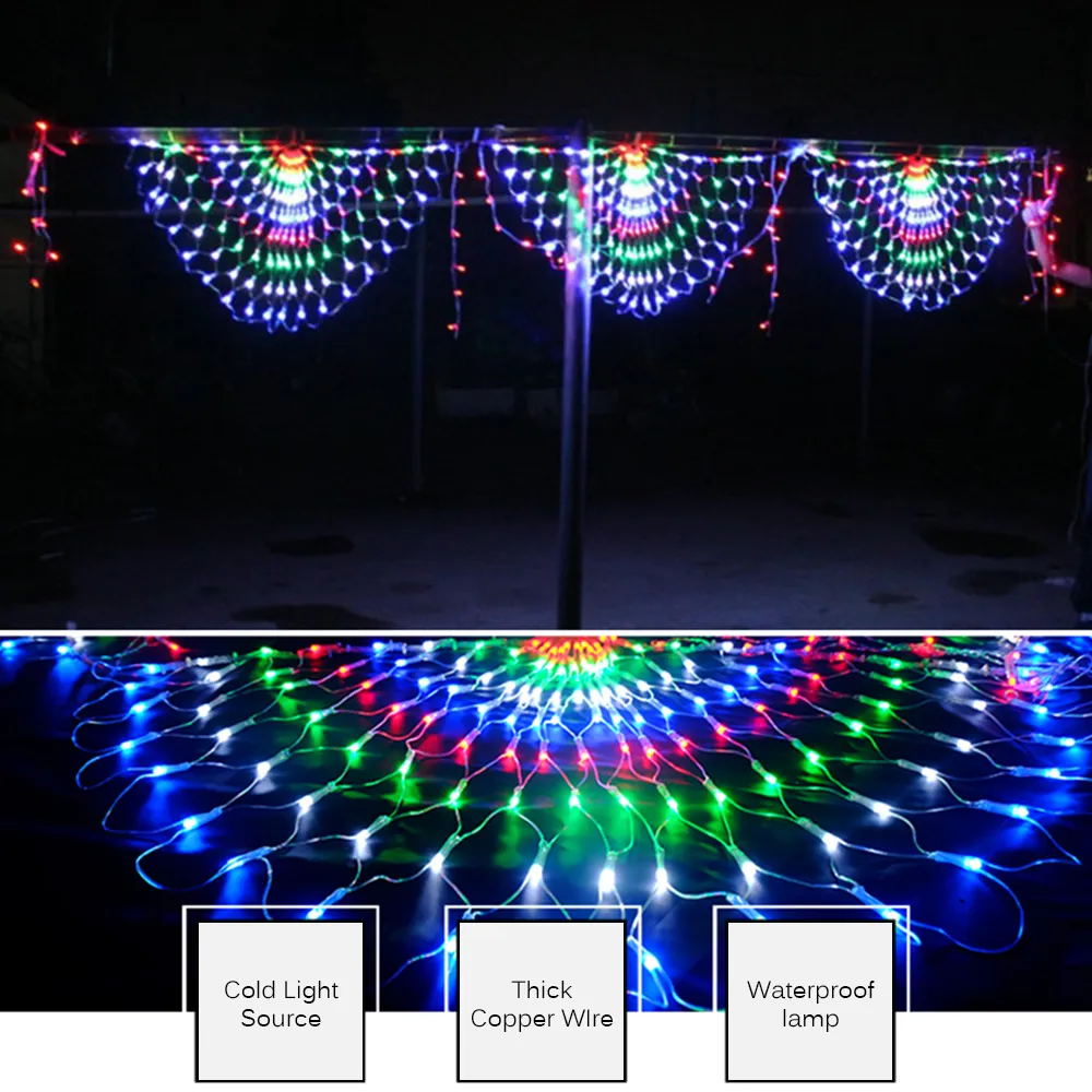 Fairy Garland Peacock Mesh Net Led String Lights Outdoor Wedding Window Strings for Christmas Wedding New Year Party Decor Y200603