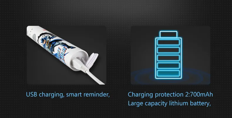 Cepillo de dientes eléctrico SEAGO Sonic, cepillo de dientes automático de seguridad mejorado para niños, recargable por USB con 2 uds, cabezal de cepillo de repuesto SK2