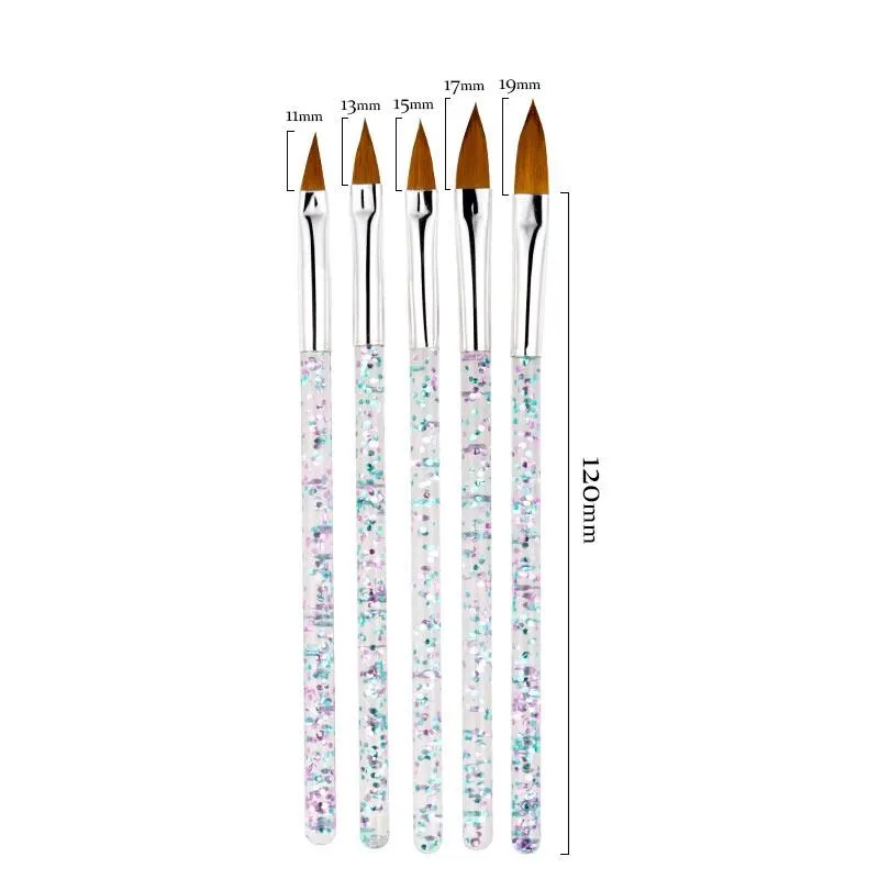 DHL 5 Teile/satz Nail art Kristall Pinsel UV Gel Builder Malerei Punktierung Stift Cepillo Para Las Unas Carving Tipps Maniküre salon Werkzeuge Nagel Pinsel