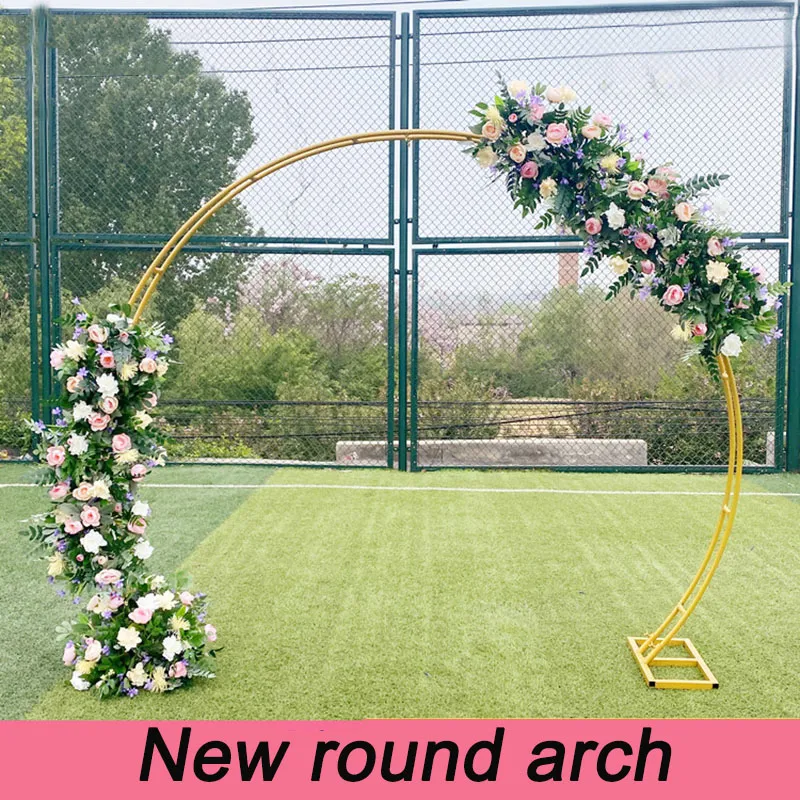 Double Pole Arco in ferro battuto Cerchio Decorazione di nozze Stand di fiori Decorazioni feste Fiori artificiali Arco Decorazioni in ferro Puntelli