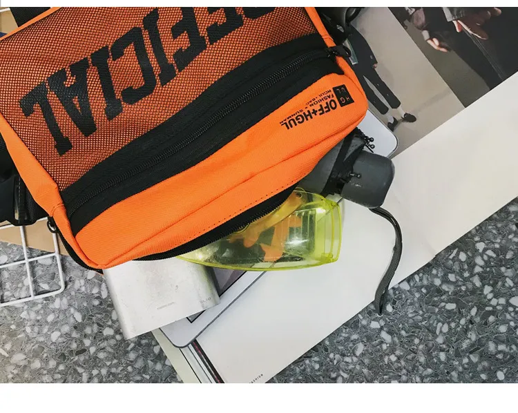 Bolsa de caça nova para homens de carta de impressão de colete de streetwear bolsa de streetwear backpack estilo backpack saco de cintura de quadril 2019 peito ri285p