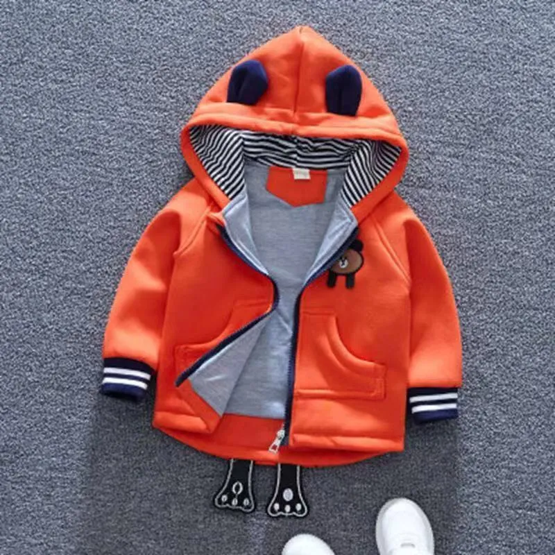 Children039s Wear Baby Spring Fall Winter Coat Cute Zipper Shirt Boys Girls Toddler 12345 Years Old Hoodie Plus Velvet Jack30490257755924