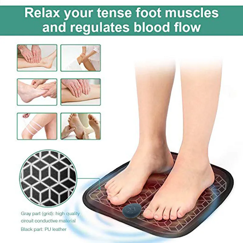 Almohadilla eléctrica para masaje de pies EMS, estimulador muscular para pies, alfombrilla para masaje de pies, mejora la circulación sanguínea, alivia el dolor, cuidado de la salud