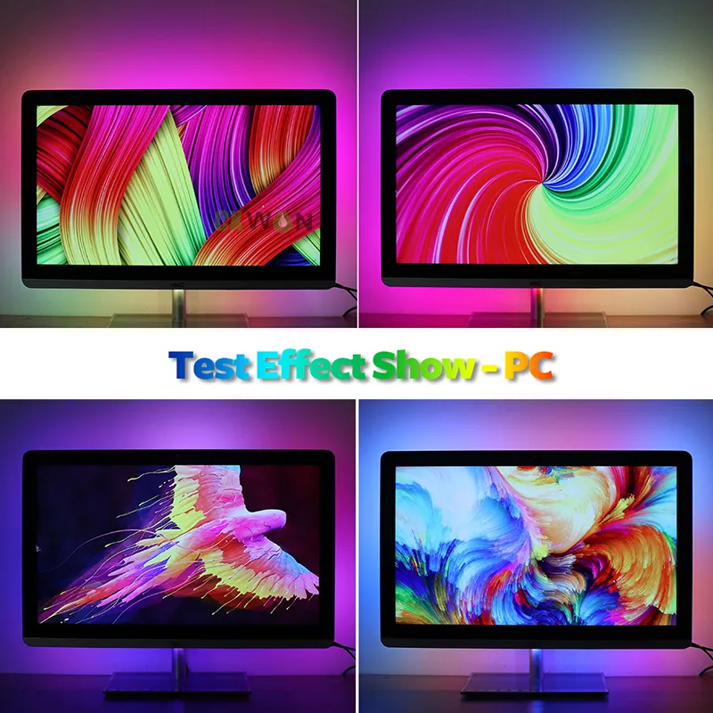 TV-Streifen-Set, USB, Traumfarbe, 1 m, 2 m, 3 m, 4 m, 5 m, RGB WS2812B LED-Streifen für TV-PC-Bildschirm, Hintergrundbeleuchtung, Beleuchtung2886