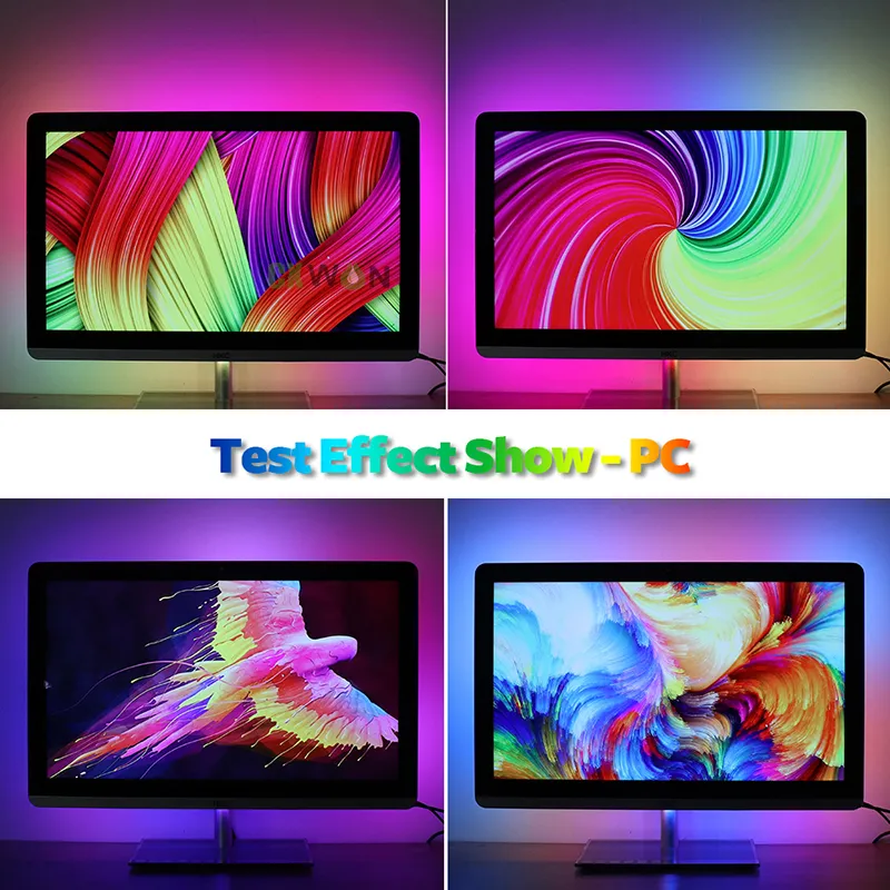 TV 스트립 키트 USB 꿈 컬러 1m 2m 3m 4m 5m RGB WS2812B LED 스트립 TV PC 화면 백라이트 조명 286N