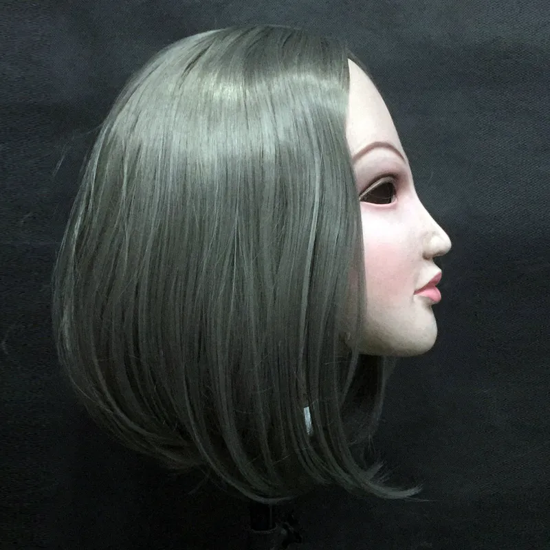 Realistisk kvinnlig mask döljer självhalloween latex realista maske crossdresser dockmask lady hud mask y2001033285273