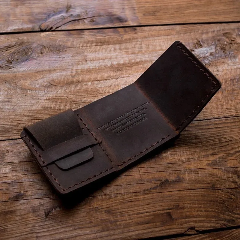 男性の財布ヴィンテージ牛本物の革の財布男性手作りのカスタムダラーコイン財布短い財布従業員ギフト1281y
