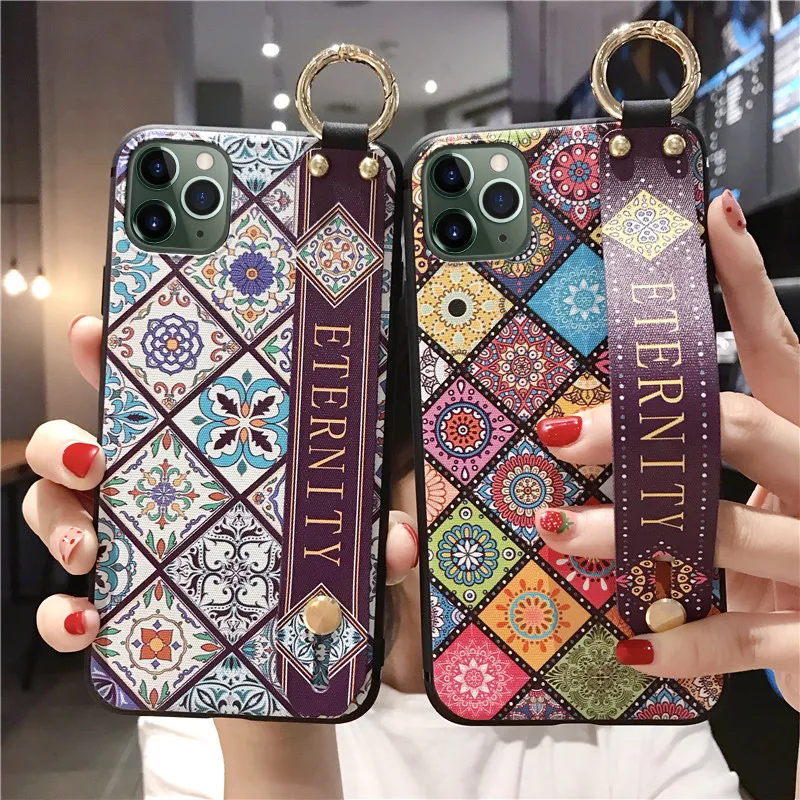 آيفون 11 برو ماكس 8 زائد حالة الهاتف diy حامل حامل المعصم حزام غطاء لسامسونج note10pro 9 8 s10 s9 s8plus a10 a20 a70