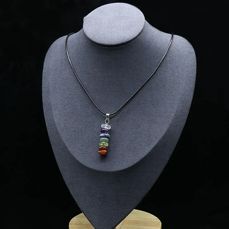 Collier en pierre des 7 chakras, Quartz brut naturel, pendentif pendule de Yoga de guérison pour femmes et filles, Me220k
