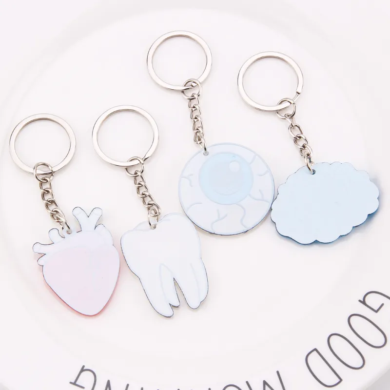 NIEUW ORGAN HART Keychain Brain Eyes Tooth Key Chain Vrouwen en mannen schattige anime cartoon Kids Key Ring Gift Porte Clas