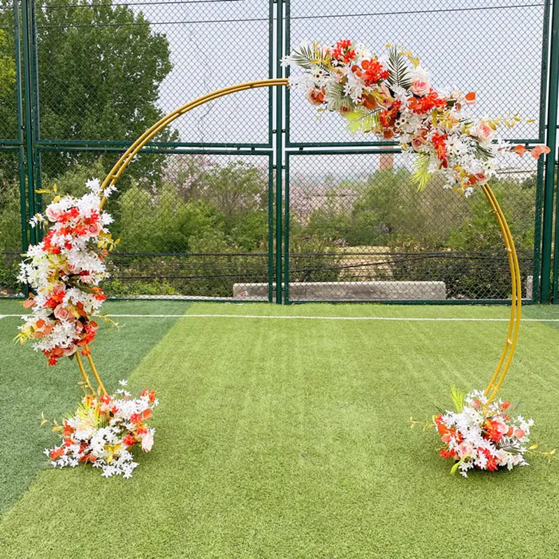 Double pôle en fer forgé arc cercle décoration de mariage support de fleurs décor de fête fleurs artificielles arc fer décorations accessoires