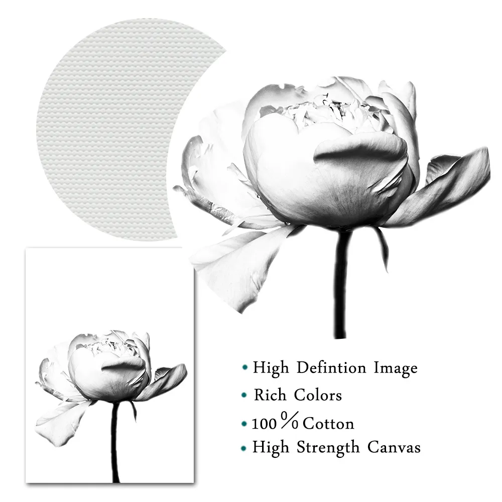 Bismillah Alhamdulillah Poster Black And White Poster Peony Canvas Painting Islam Wall Art Pictures For Bedroom Home Decoration7542243