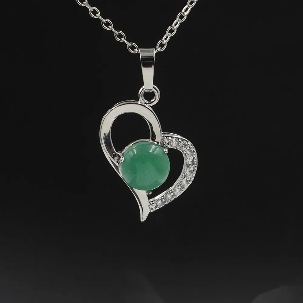 Collier pendentif coeur Infinity Love pour femme fille pierre de naissance cristal Chakra Yoga bijoux disponible en différentes pierres de couleur
