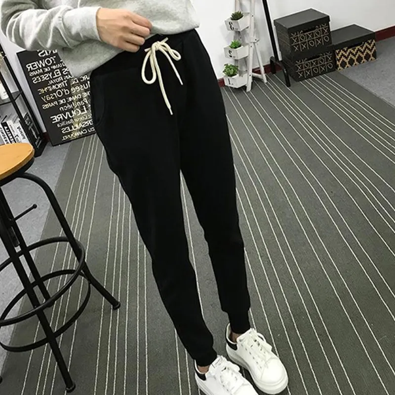 Neue Damen-Jogginghose aus weicher Baumwolle mit solider Mädchen-Jogginghose, anziehbare Hose, Sporthose, elastische Kordelzug-Taille, CX200807