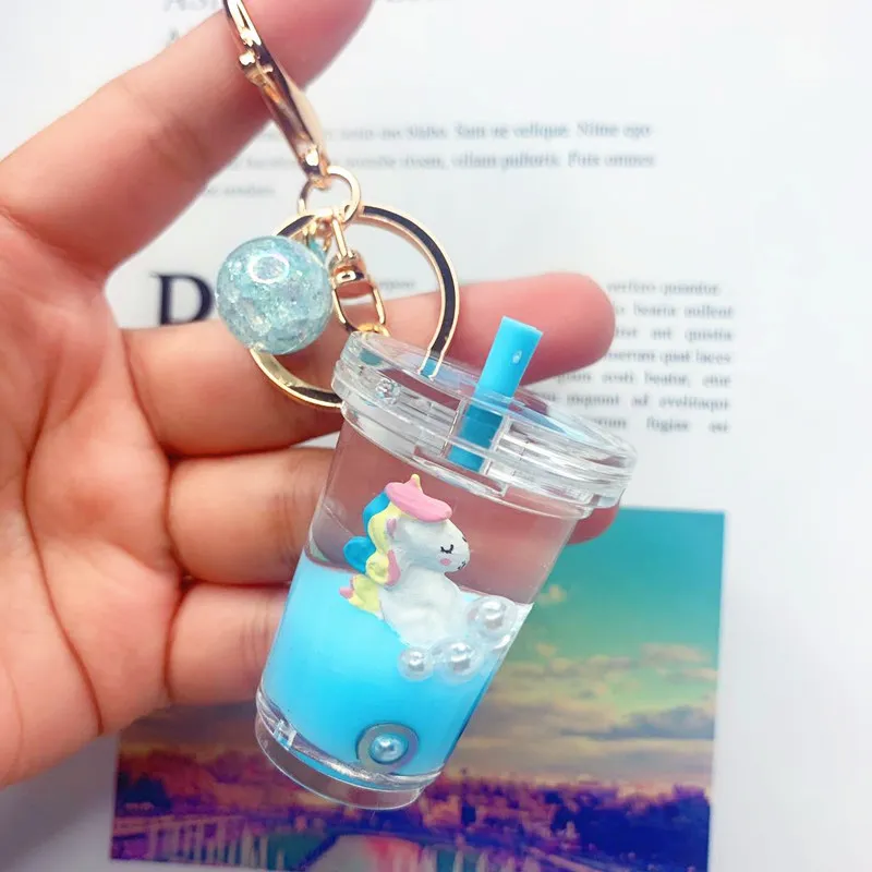 Créative Mini Boisson gazeuse Keychain Coconut Milk Thé boisson Bubble Tea Acrylique Movure Liquide Huile Drop Bijoux Gift8057707