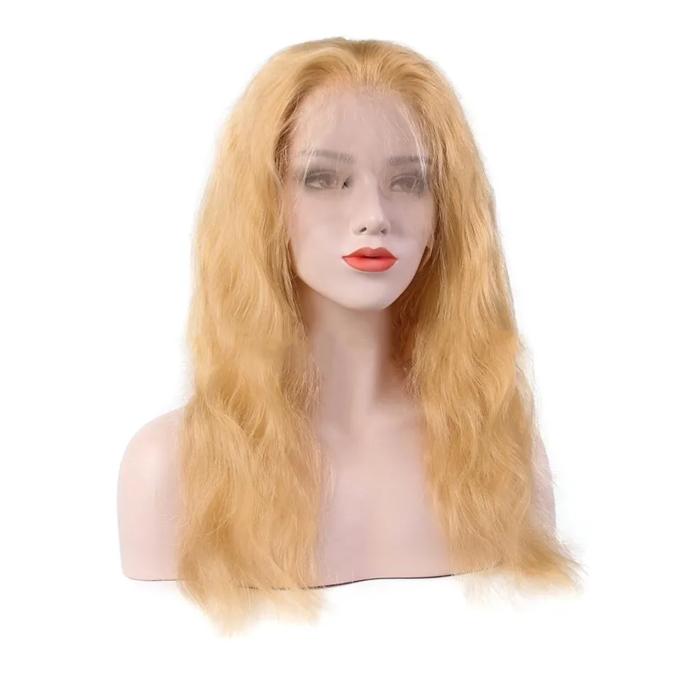 Popularny styl 13x4 Blondynka koronkowa przednia peruka malezyjska fala ludzkich włosów peruk