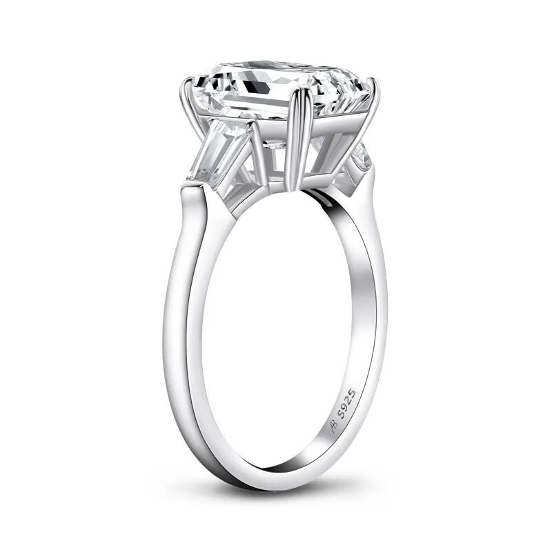 Wong Rain 925 Sterling Gümüş Emerald Cut Oluşturuldu Moissanite Taş Nişan Düğün Elmaslar Yüzük Güzel Takı Whole7782425