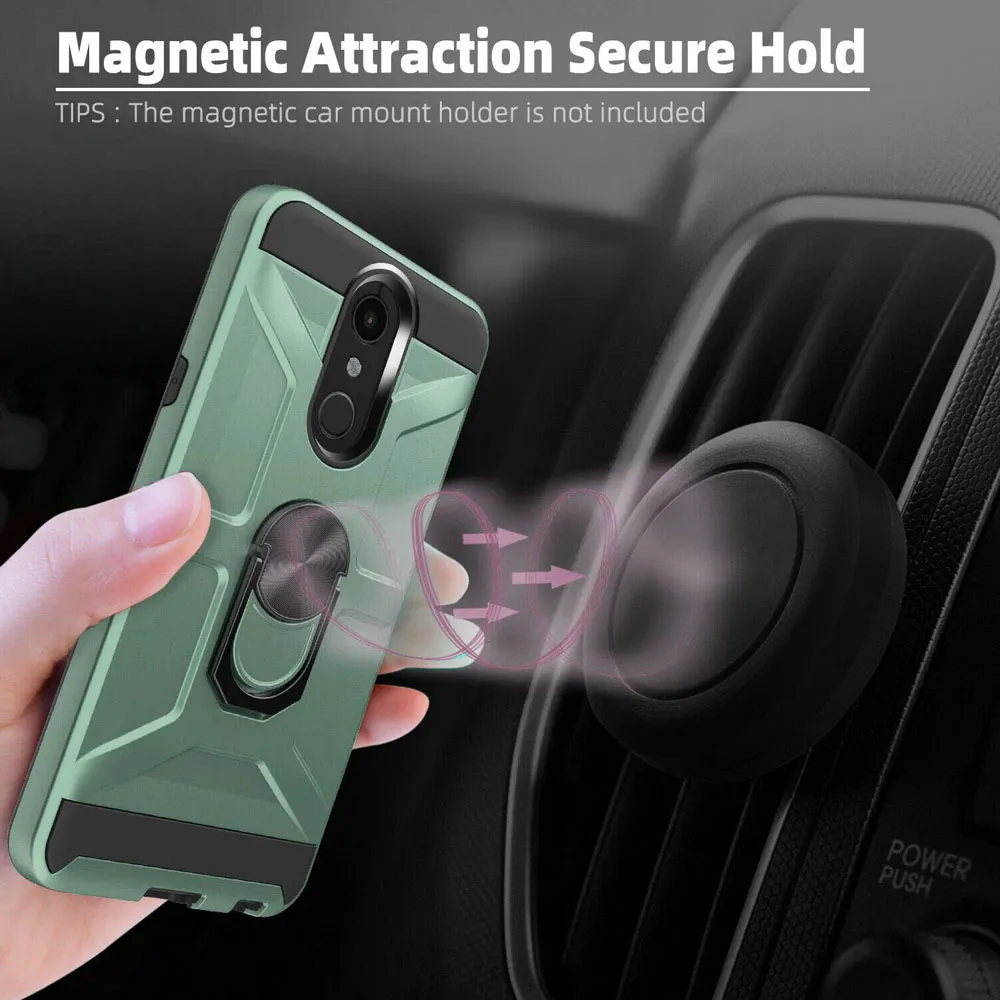 Coque de téléphone magnétique Kickstand pour LG Aristo 4 Plus Escape Plus Cases Bague pour Journey LTE K30 2019 Coque Hybrid Armor Phone Cover