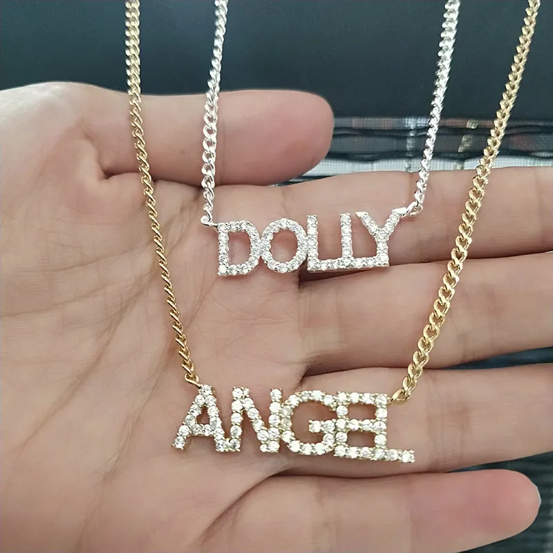 DODOAI Custom Name Necklaces 9mm Letters Necklace for Women Name Necklaces Numbers Personaliz Necklace Crystal Pendant for Women Y181J