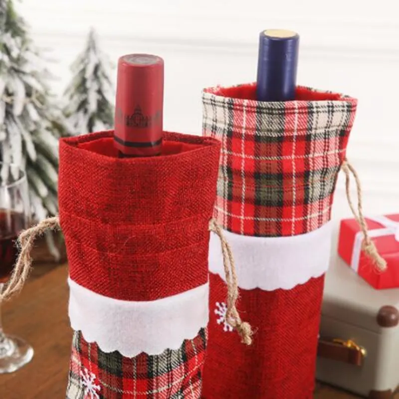 Świąteczna butelka do wina wina wina szampana torba do butelek w kratę na imprezę domową dekoracje świąteczne Dekoracje Botella de vino