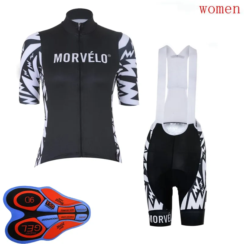 Sommer MORVELO Team Damen Radtrikot Set MTB Fahrrad Outfits Kurzarm Bike Tops Trägerhose Anzug Sportuniform Y21031822