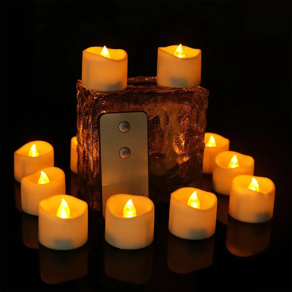 batterij votief kaarsen met afstandsbediening kandelaars kandelaars nep -led licht paaskaars voor feest Y2005312938144