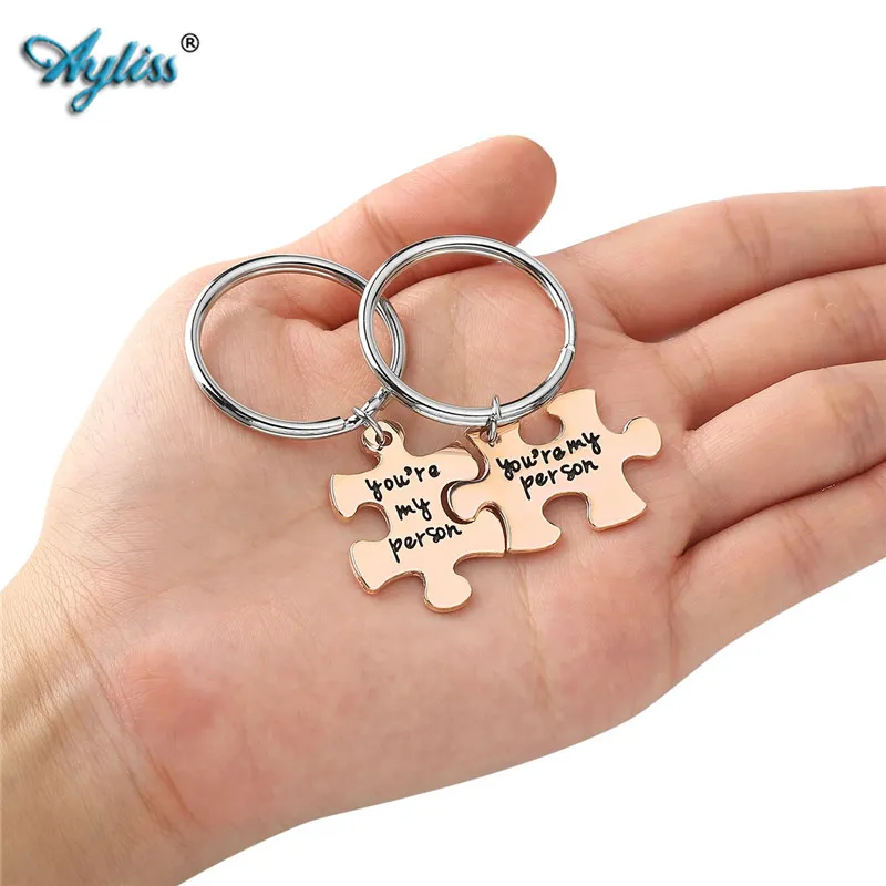 Ayliss Alloy Puzzle Keychains with yous you my person chain key chain chey key ring holder coumpoper lovers bbf friend keych222m