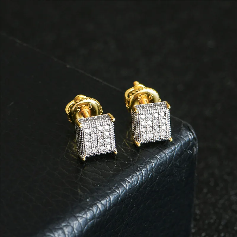 925 prata moda feminina brincos masculinos hip hop diamante brincos gelado bling cz rock punk redondo casamento gift196o