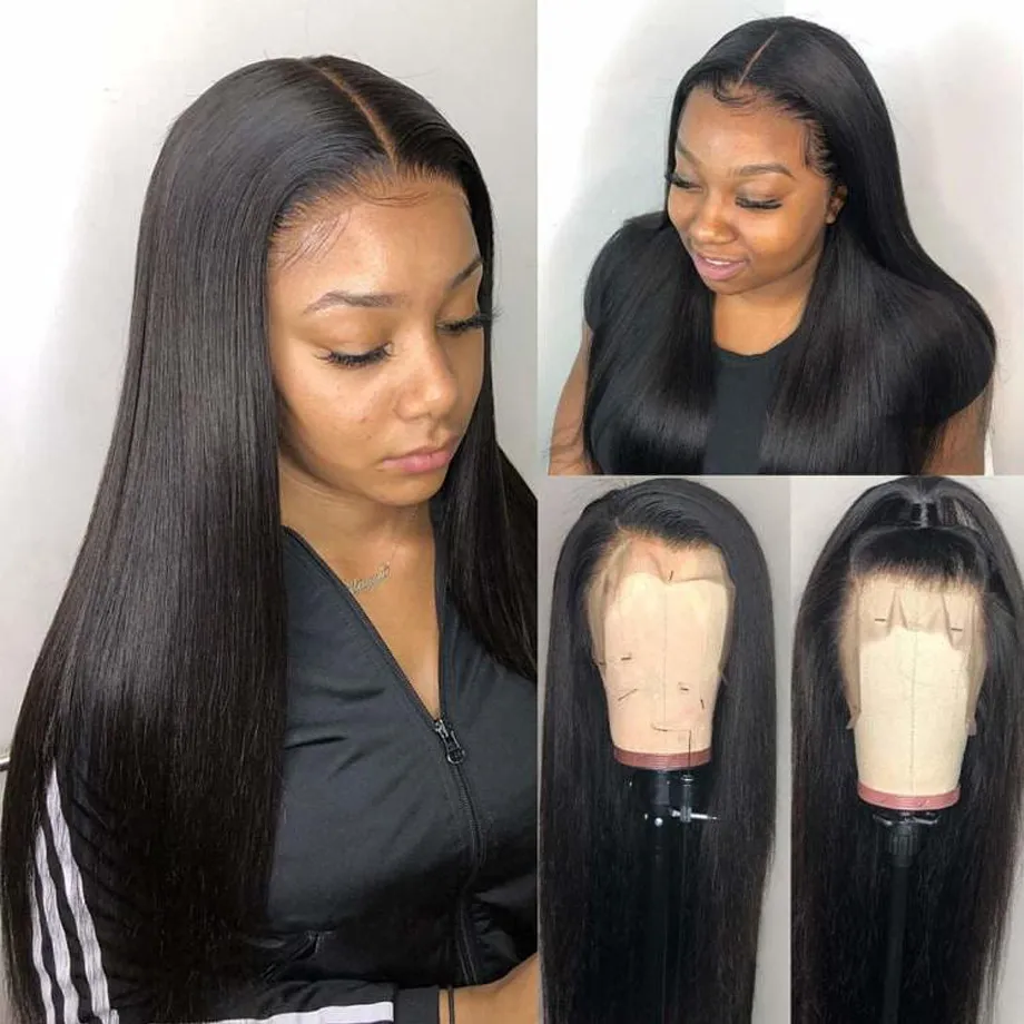 28 Inch 180 Density Straight Lace Front Wig Brazilian Lace Front Human Hair Wigs Remy HD Transparent Lace Frontal Wigs5374151