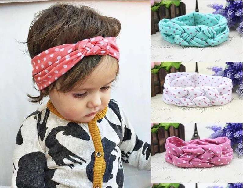 Baby Kids Knot Headbands Braided Headwrap Polka Dot Cross Knot Baby Turban Tie Knot Head wrap Children's Hair Accessories