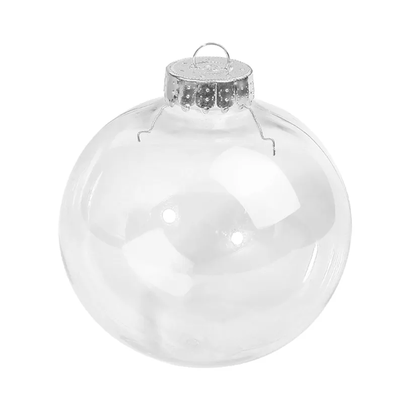 Décoration de fête DIY Peint incassable Boule de Noël transparente Bouchon en or Ornement de disque en plastique 100 Pack11574