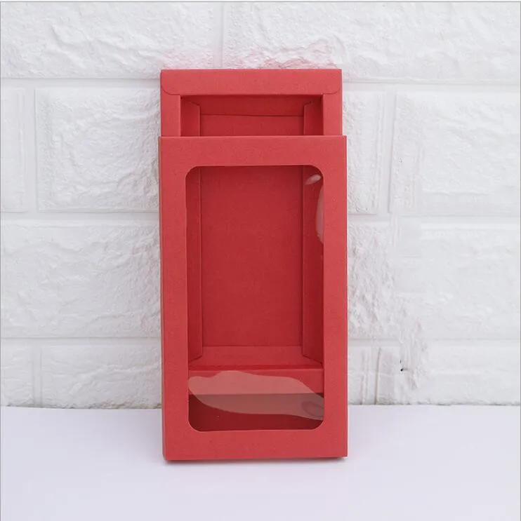 Kraft Paper Drawer Cardboard Box For Phone Case Jewelry Packaging Box Red White Black Kraft Paper Slid Style Box Fast 2590