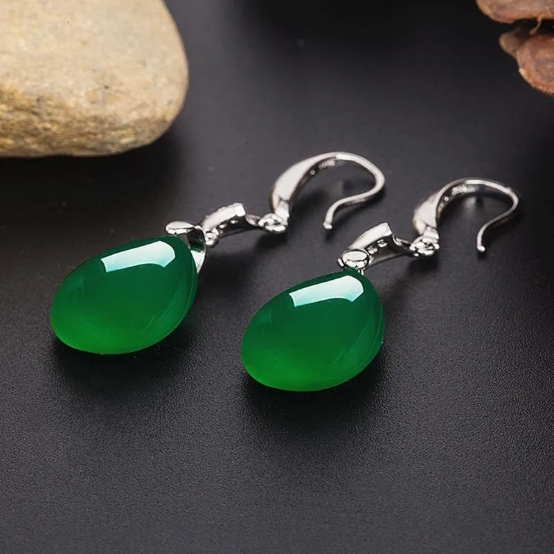 Pietre gemme di gemme zircons di giada giada verde vintage donne in oro in oro oro in argento gioielli bijoux brincos regalo184l