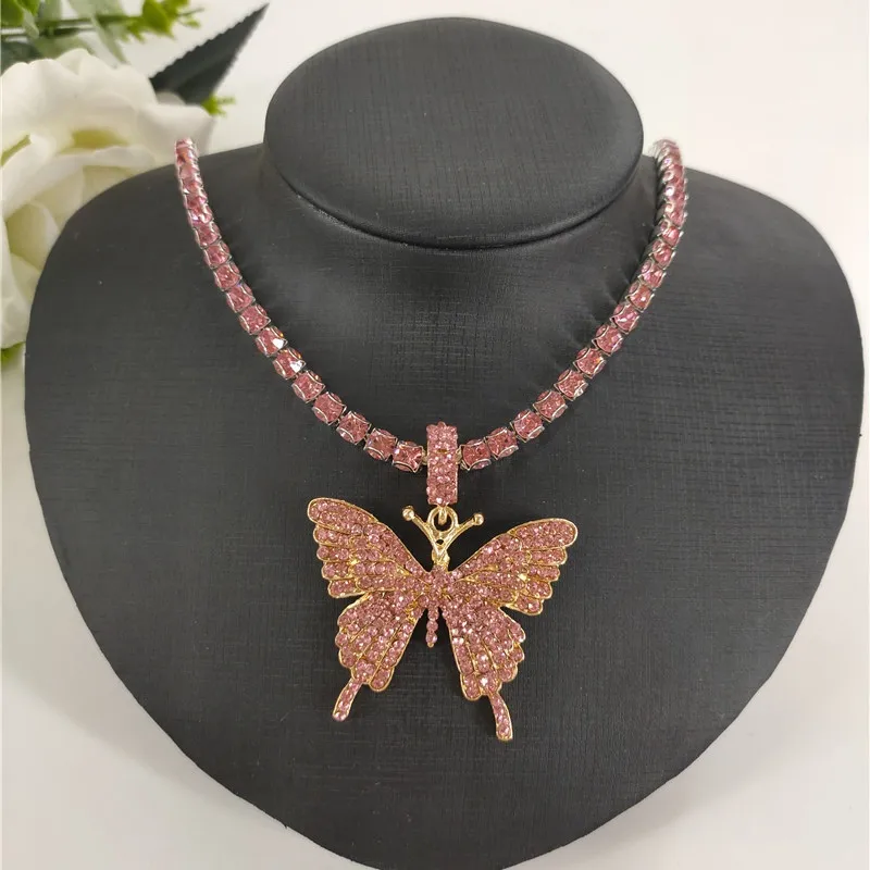 Luxury Big Farterfly Statement Necklace Rhinestone Halsband för kvinnor Tenniskedjan Crystal Choker Wedding Jewelry Gift2986