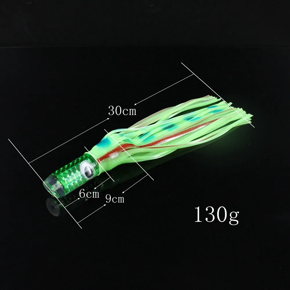 Superior Big Game Trolling Lure Resin Head, Top Quality PVC Skirts, Heavy Duty Rigged Leader Head, 30cm11.8in. 130g4.6oz. (3)