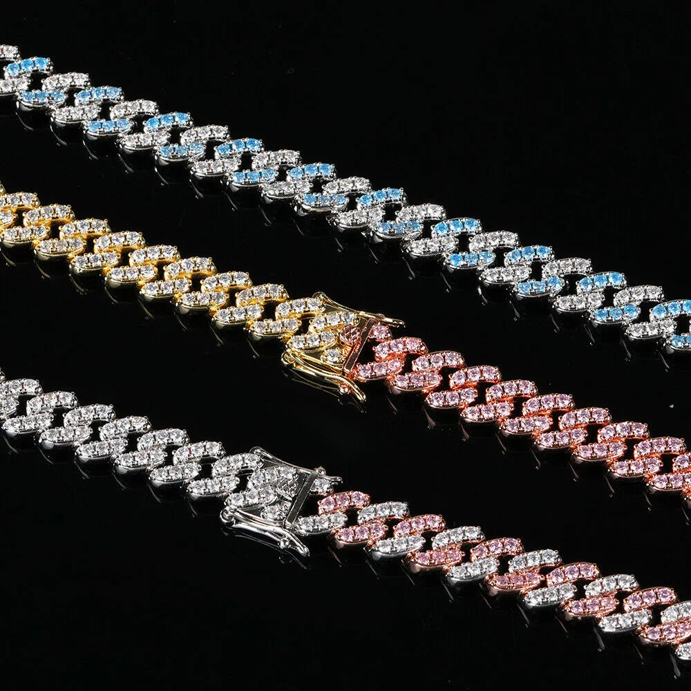 9 mm kubanische Hiphop-Halskette, glitzernder Zirkon, 14 Karat vergoldetes Kupfer, kleiner Diamant, Miami-Kubanische Gliederkette, 16–24 247 m