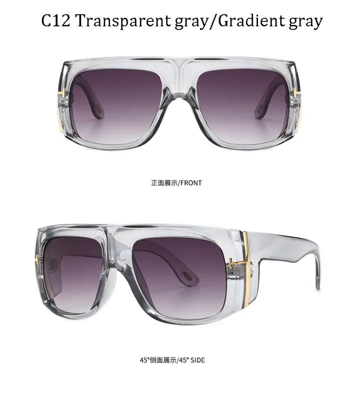 Óculos de sol 2021 Designer de grandes dimensões Designer Gino Vintage Male Gradiente Lente T Punk Big Frame 9520812660