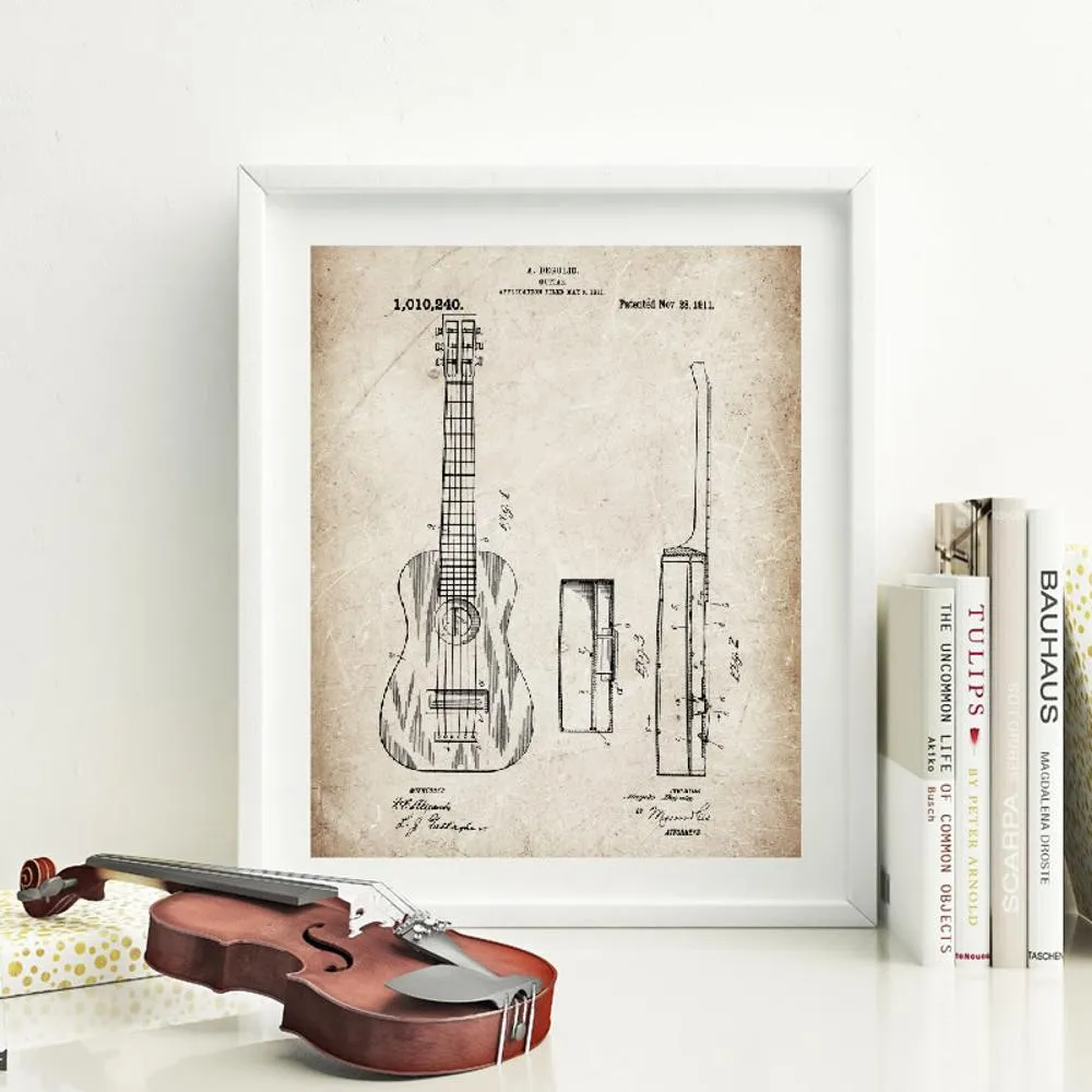 Guitar Patent Blueprints Vintage Posters And Prints Music Wall Art Canvas Painting Retro Pictures For Living Room Home Decor8651427