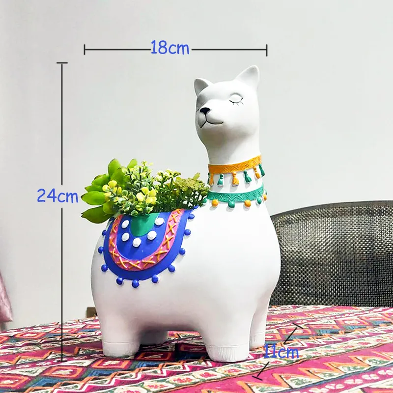 Alpaca plantador resina llama vaso de flores para plantas suculentas pintados à mão pote animal bonsai casa jardim decoração desktop y2007232019