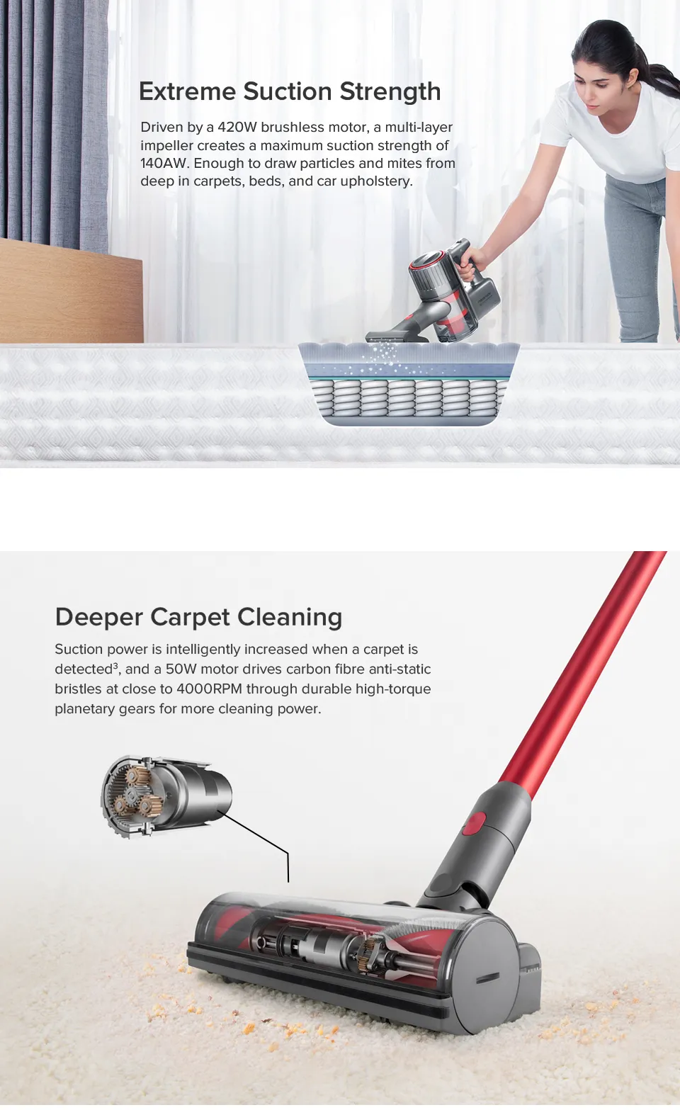 2020 Roborock H6 Adapt Handheld Wireless Vacuum Cleaner 2500pa Portable Cordless Cyclone Filter Cleaner Dust Collector Aspirator